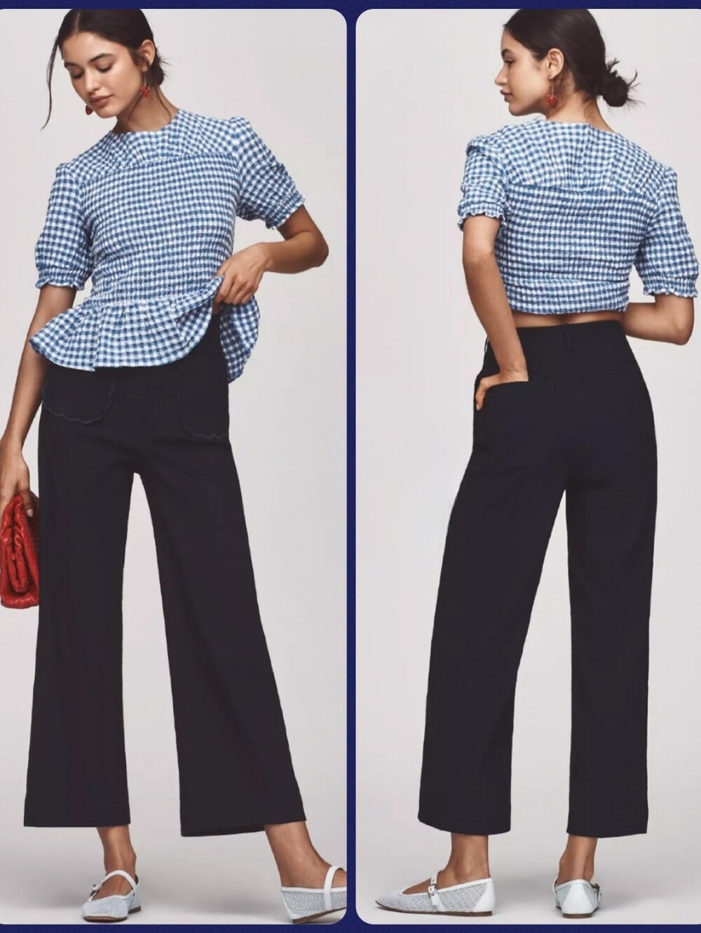 Anthropologie Maeve Collette Magic Fabric Scallop Pocket Wide Leg Pants Sz 26